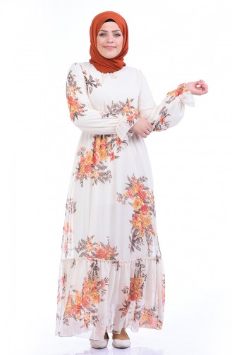 Ecru Hijab Dress 1291A-01