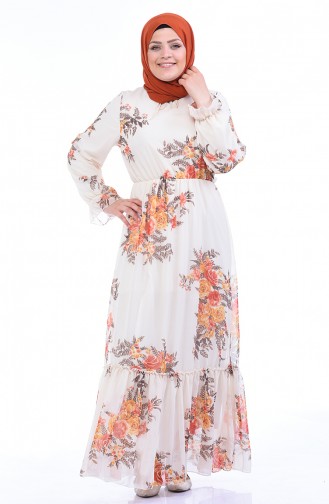 Ecru Hijab Dress 1291A-01