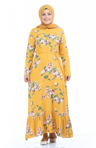 Robe Froncée Grande Taille 0669-03 Moutarde 0669-03