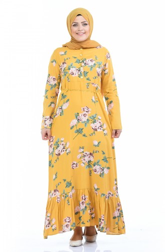 Mustard İslamitische Jurk 0669-03