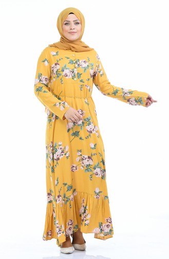 Mustard İslamitische Jurk 0669-03