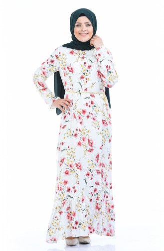 White Hijab Dress 0669-04
