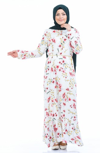 White Hijab Dress 0669-04