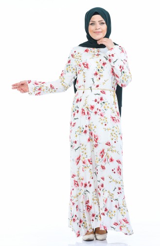 Robe Froncée Grande Taille 0669-04 Blanc 0669-04