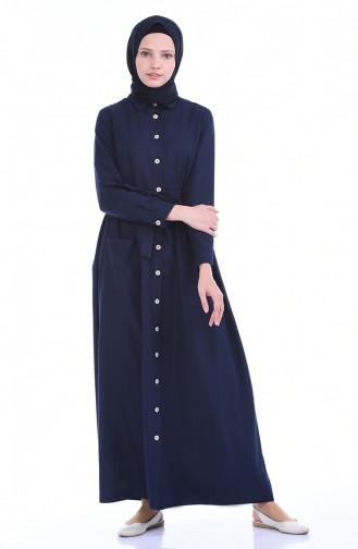 Navy Blue Hijab Dress 4286-01