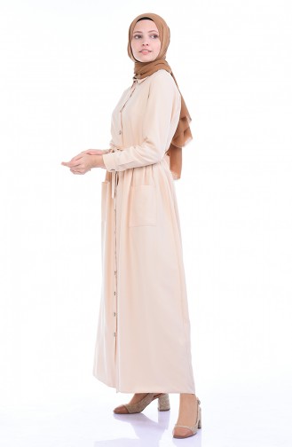 Geknöpftes Kleid mit Tasche 4286-02 Beige 4286-02