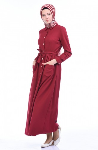 Claret Red Hijab Dress 4286-03