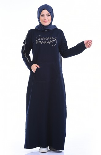 Navy Blue İslamitische Jurk 10008-02