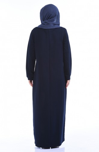 Navy Blue Hijab Dress 10008-02