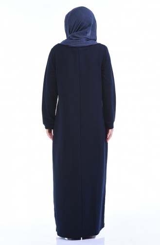 Navy Blue İslamitische Jurk 10008-02