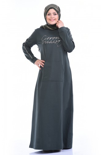 Khaki Hijab Dress 10008-04