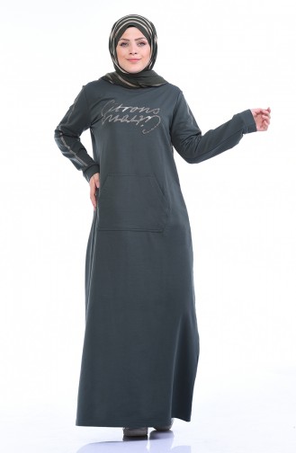 Khaki Hijab Dress 10008-04