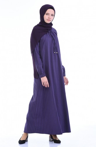 Gummi Kleid 1272-01 Violett Schwarz 1272-01