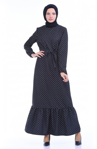 Polka Dot Kleid mit Band 1011-01 Dunkelblau 1011-01