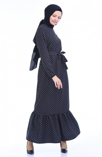 Polka Dot Kleid mit Band 1011-01 Dunkelblau 1011-01