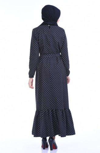 Polka Dot Kleid mit Band 1011-01 Dunkelblau 1011-01