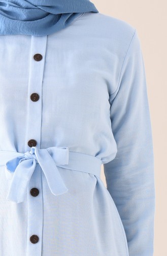 Boydan Düğmeli Yazlık Elbise 6010-03 Bebe Mavi