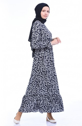 Navy Blue Hijab Dress 5486-04