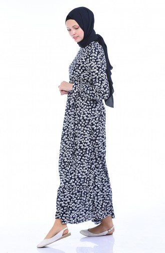 Navy Blue Hijab Dress 5486-04