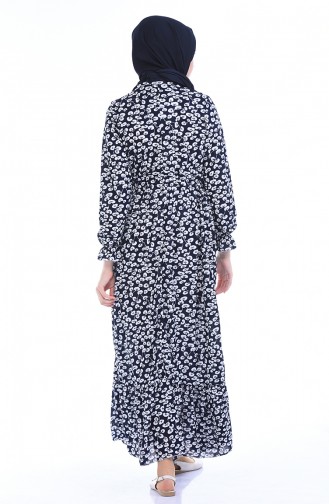 Navy Blue Hijab Dress 5486-04