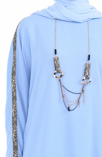 Tunique avec Collier Manches Chauve Souris 1039-01 Bleu Glacé 1039-01