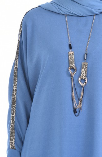 Tunique avec Collier Manches Chauve Souris 1039-06 İndigo 1039-06