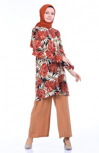 Beli Lastikli Bol Paça Pantolon 25075-02 Taba