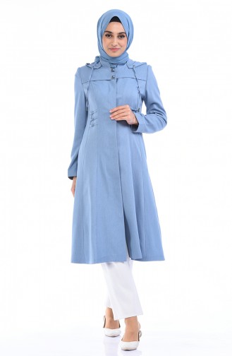 Sommerliche Cape mit Kapuze 1065-05 Blau 1065-05