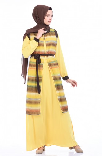 Yazlık Yelek Elbise İkili Takım 5Y3546601-01 Sarı