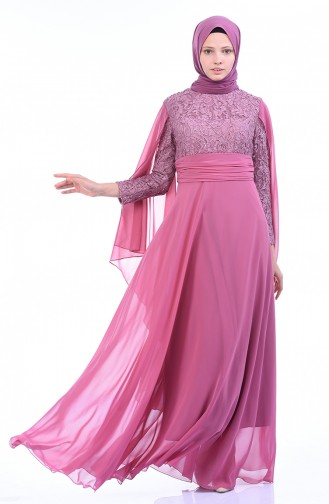 Beige-Rose Hijab-Abendkleider 1603-04