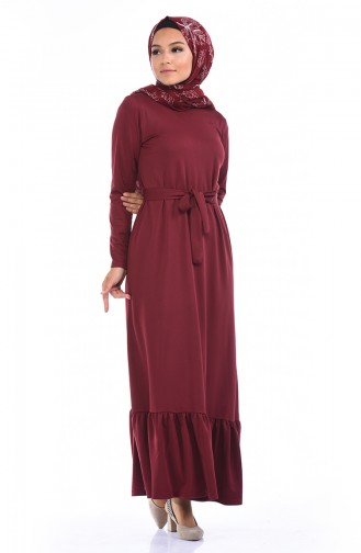 Claret Red Hijab Dress 2242-08