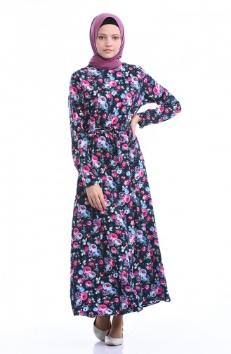 Dunkelblau Hijab Kleider 2048B-02
