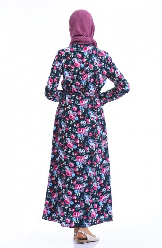 Dunkelblau Hijab Kleider 2048B-02