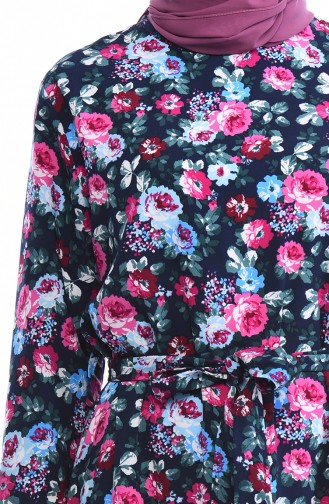 Dunkelblau Hijab Kleider 2048B-02