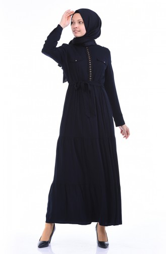 Navy Blue Hijab Dress 7K3701800-01