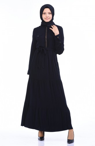 Navy Blue Hijab Dress 7K3701800-01