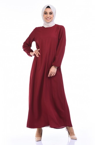 Claret Red Hijab Dress 0076-06