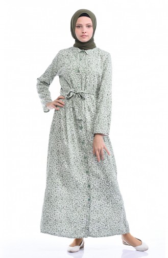 Green Almond Hijab Dress 4218-01
