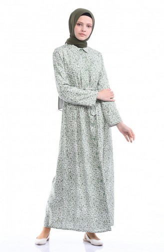 Green Almond Hijab Dress 4218-01