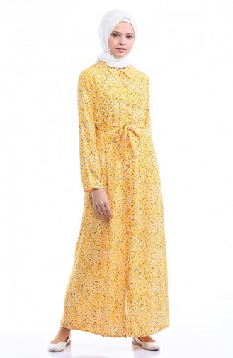 Yellow Hijab Dress 4218-05