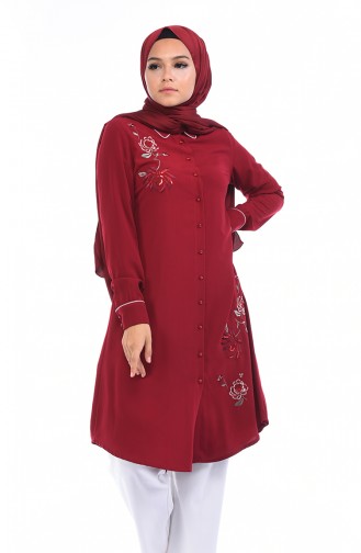 Nakışlı Tunik 7K6700500-01 Bordo