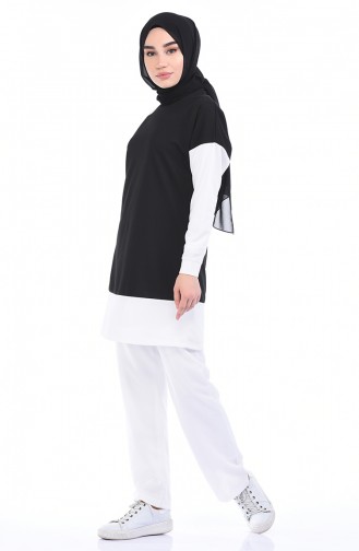 Patchwork Tunika Hose Doppel Set 9062-01 Schwarz 9062-01