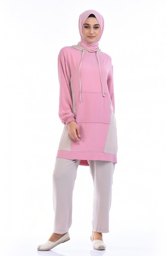 Aerobin Fabric Tunic Trousers Double Suit 6574-01 Dry Rose 6574-01