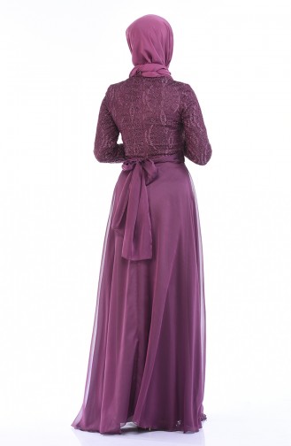 Robe de Soirée a Ceinture 9009-01 Plum 9009-01