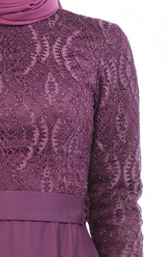 Robe de Soirée a Ceinture 9009-01 Plum 9009-01