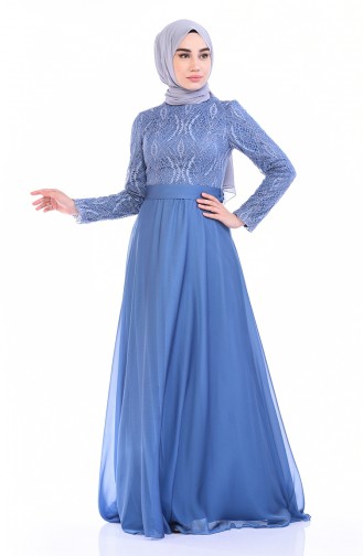 Abendkleid mit Band 9009-02 Indigo 9009-02