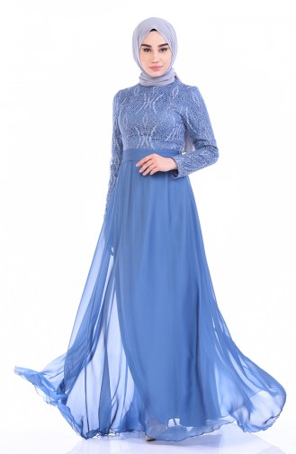 Abendkleid mit Band 9009-02 Indigo 9009-02