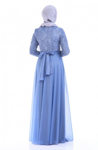 Indigo Hijab Evening Dress 9010-01