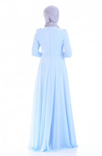 Baby Blue Hijab Evening Dress 7062-01
