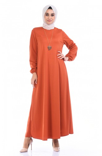 Brick Red Hijab Dress 0103-08